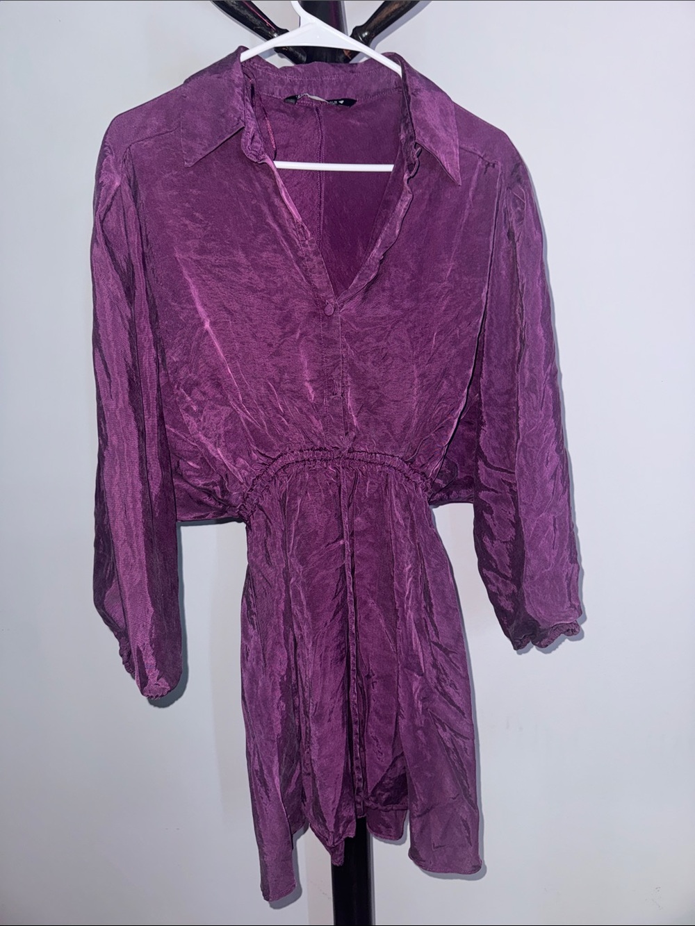 Women's Purple Satin-Look Mini Dress 15.T